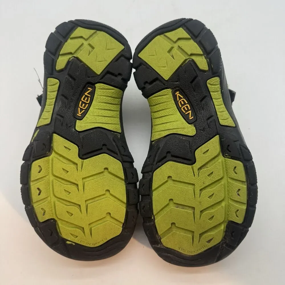 Keen Newport H2 Sport Sandals Kids 13 Black Lime Green Waterproof Lace Lock Shoe